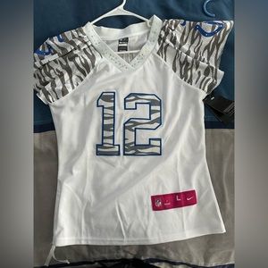 Zebra print sleeves Colts women’s jersey